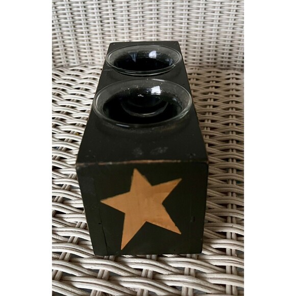 Wooden Sugar Mold Candle Holder Primitive Folk Art Country Farmhouse Holiday - Picture 4 of 5